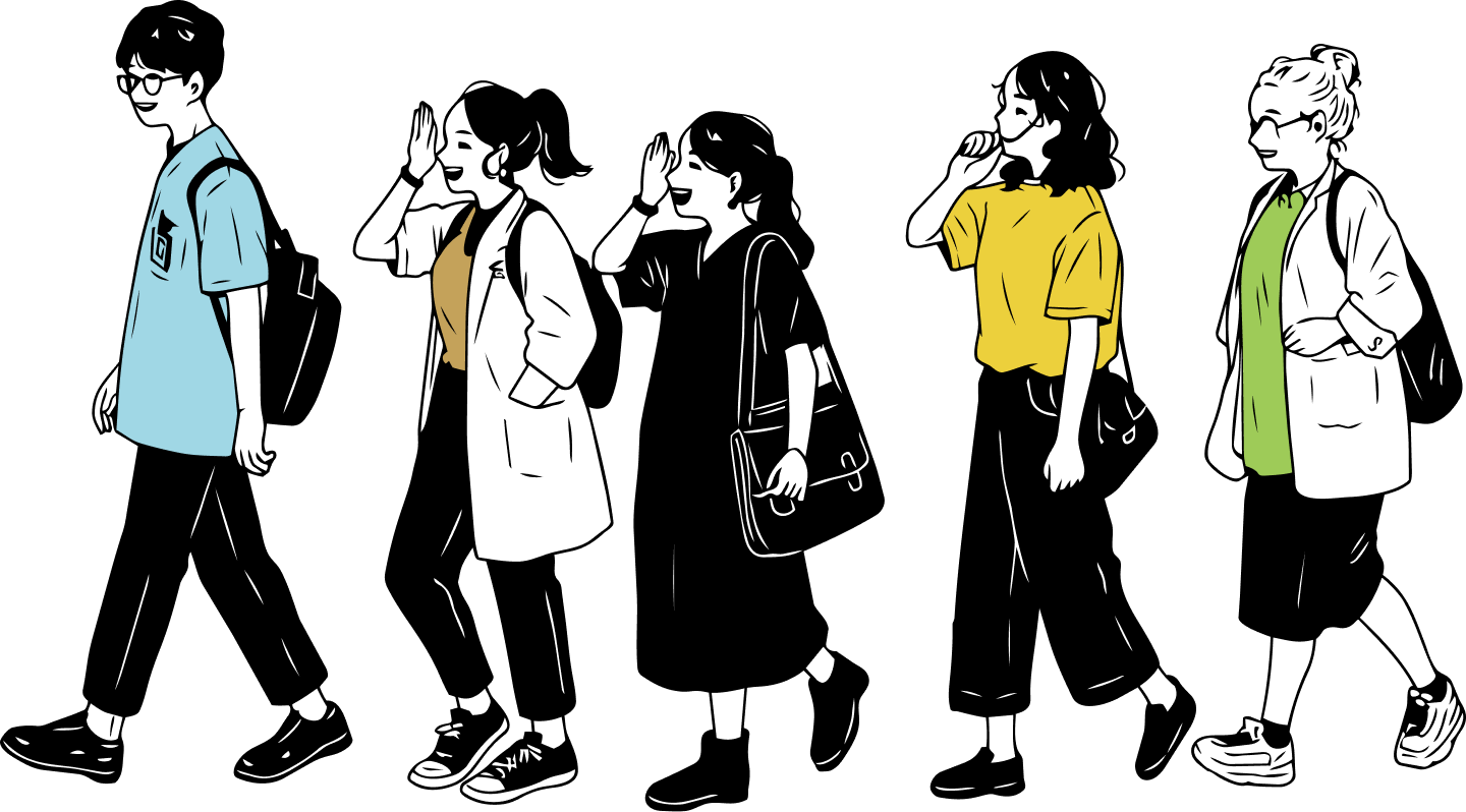 地域医療に従事するスタッフたちのイラスト